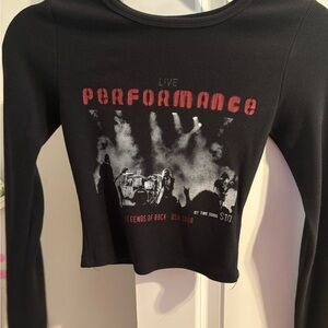 Garage Black and Red Graphic Long Sleeve Top